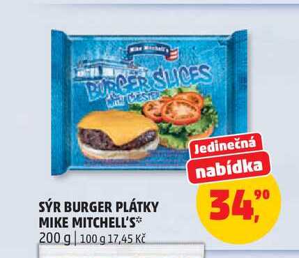 SÝR BURGER PLÁTKY MIKE MITCHELL'S, 200 g  