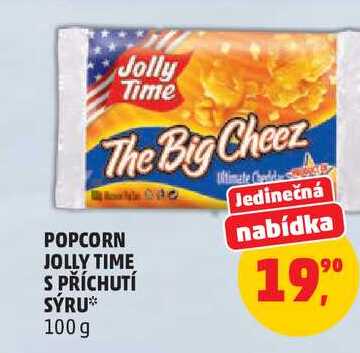 POPCORN JOLLY TIME S PŘÍCHUTÍ SÝRU, 100 g 