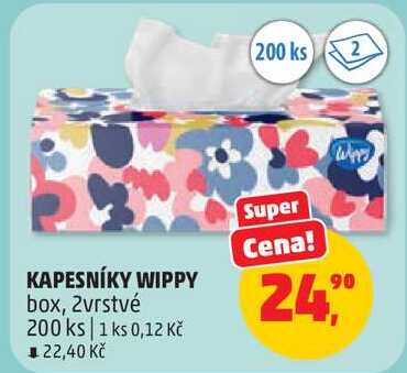 KAPESNÍKY WIPPY, box, 2vrstvé 200 ks  