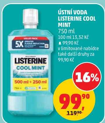 ÚSTNÍ VODA LISTERINE COOL MINT, 750 ml 