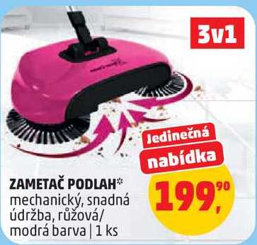 ZAMETAČ PODLAH mechanický, snadná údržba, růžová/ modrá barva, 1 ks 