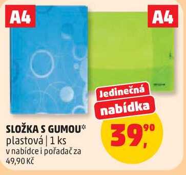 SLOŽKA S GUMOU plastová, 1 ks