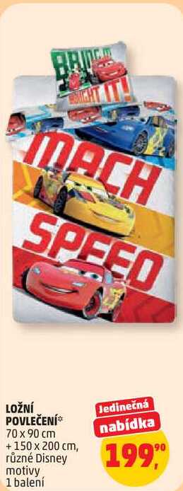 LOŽNÍ POVLEČENÍ 70 x 90 cm + 150 x 200 cm, různé Disney motivy, 1 balení