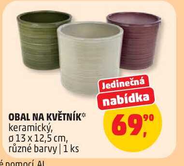 OBAL NA KVĚTNÍK keramický, 0 13 x 12,5 cm, různé barvy, 1 ks