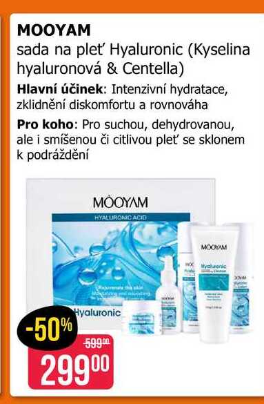 MOOYAM sada na plet' Hyaluronic (Kyselina hyaluronová & Centella)