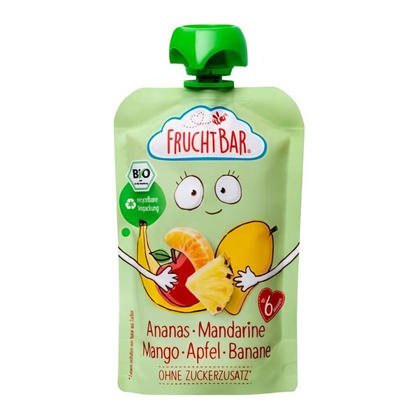 Fruchtbar BIO Ovocná kapsička s jablkem, ananasem, mangem, banánem a mandarinkou