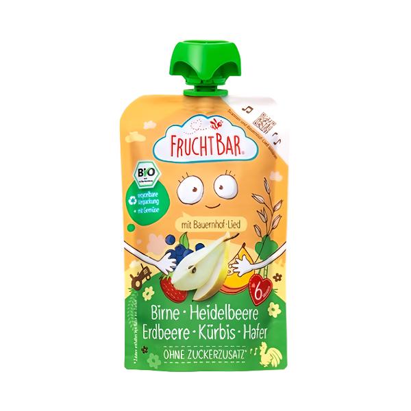 Fruchtbar BIO Ovocná kapsička s hruškami, borůvkami, jahodami, dýní ovesnými vločkami
