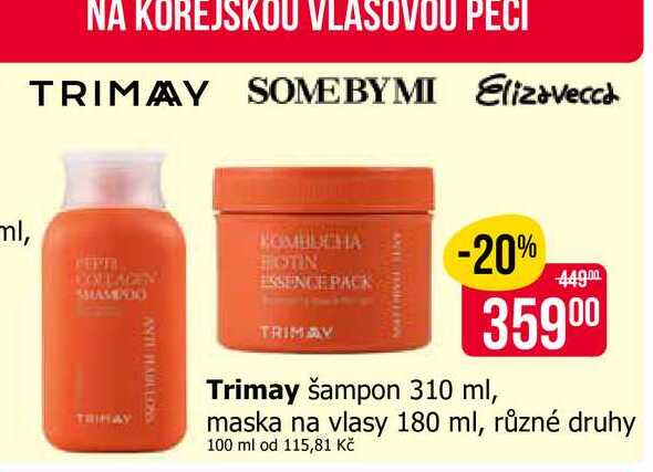 Trimay šampon 310 ml, maska na vlasy 180 ml, různé druhy