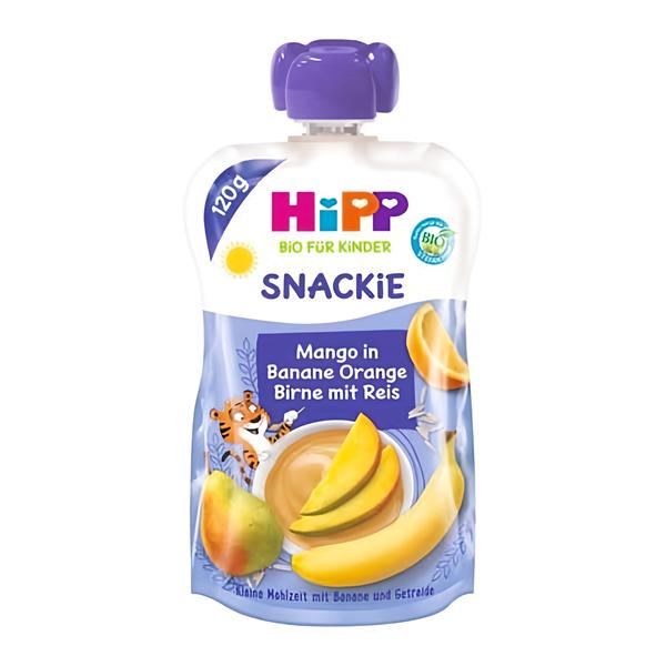 HiPP BIO Snackie Hruška-Pomeranč-Mango-Banán-Rýžová mouka
