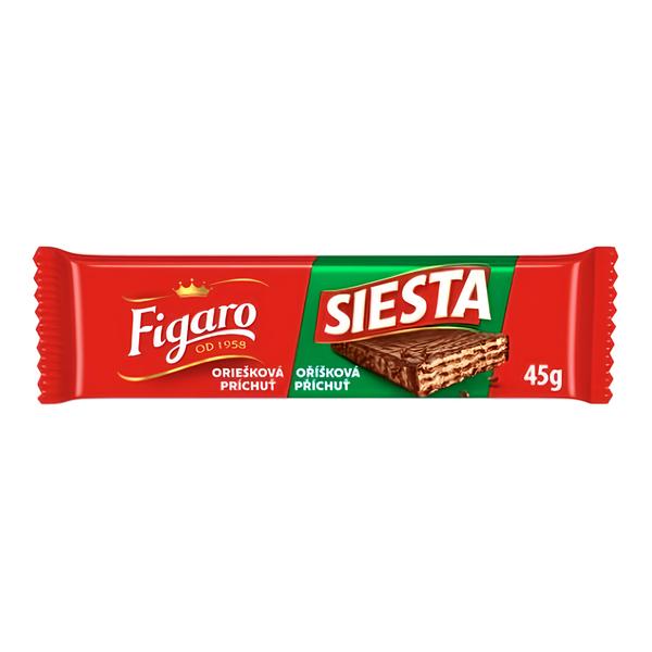 Figaro Siesta oplatka v mléčné čokoládě náplní s lískooříškovou příchutí