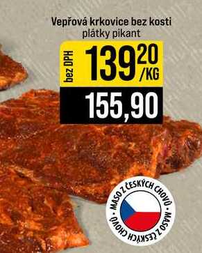 Vepřová krkovice bez kosti plátky pikant 1kg