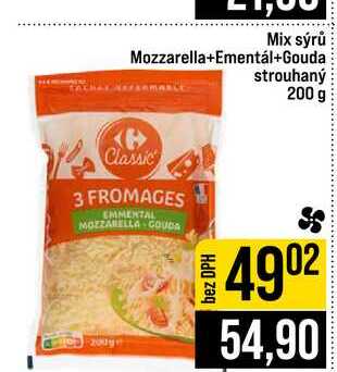 Mix sýrů Mozzarella+Ementál+Gouda strouhaný 200 g 