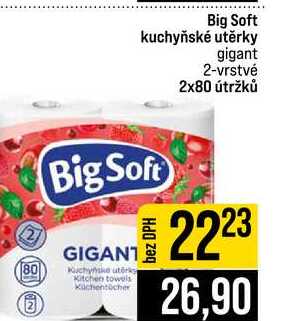 Big Soft kuchyňské utěrky gigant 2-vrstvé 2x80 útržků 