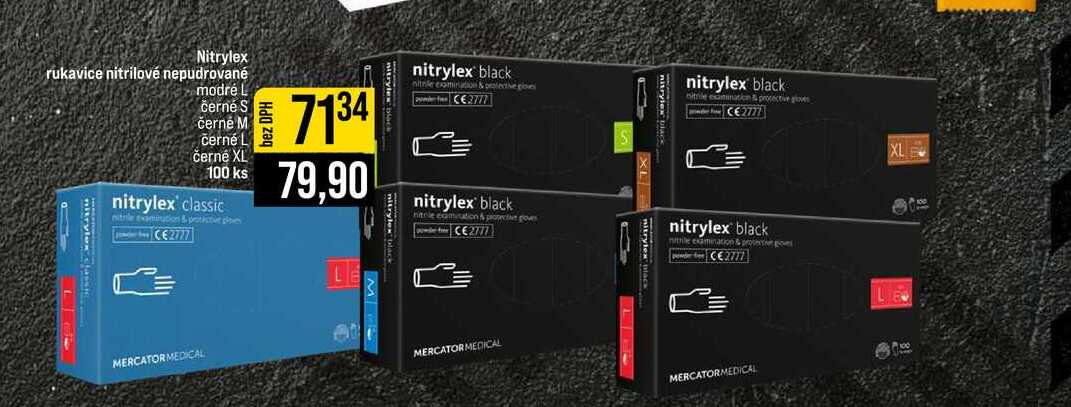 Nitrylex rukavice nitrilové nepudrované modré L černé S černé M černé L černé XL 100 ks