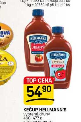 KEČUP HELLMANN'S vybrané druhy 460-477 g