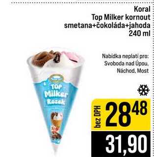 Koral Top Milker kornout smetana+čokoláda+jahoda 240 ml