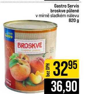 Gastro Servis broskve půlené v mírně sladkém nálevu 820 g