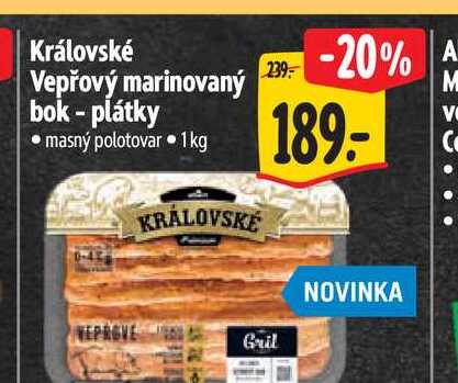Královské Vepřový marinovaný bok - plátky  1 kg