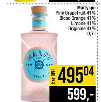 Malfy gin Pink Grapefruit 41% Blood Orange 41% Limone 41% Originale 41% 0,7l
