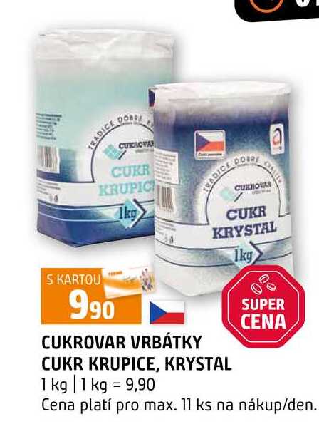 CUKROVAR VRBÁTKY CUKR KRUPICE, KRYSTAL 1 kg
