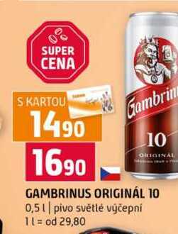 GAMBRINUS ORIGINÁL 10 0,5l pivo světlé výčepní