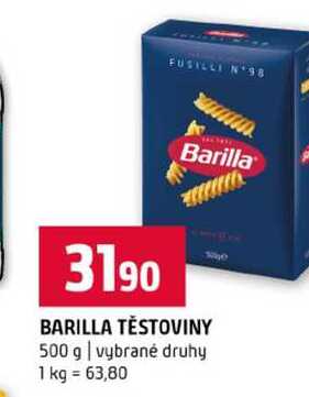 BARILLA TĚSTOVINY 500 g vybrané druhy 