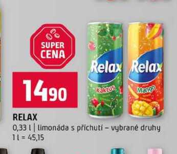 RELAX 0,33l limonáda s příchutí vybrané druhy