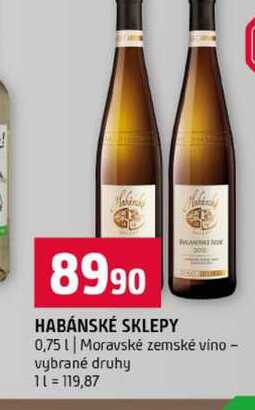 HABÁNSKÉ SKLEPY 0,75l Moravské zemské víno vybrané druhy
