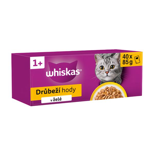 Whiskas Mokré krmivo v želé pro dospělé kočky 40x85g drůbeží hody
