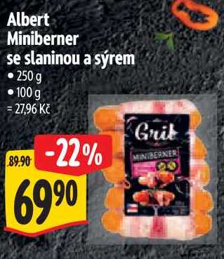 Albert Miniberner se slaninou a sýrem, 250 g