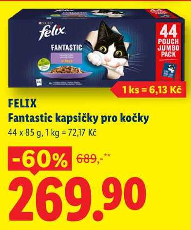 FELIX Fantastic kapsičky pro kočky, 44 x 85 g