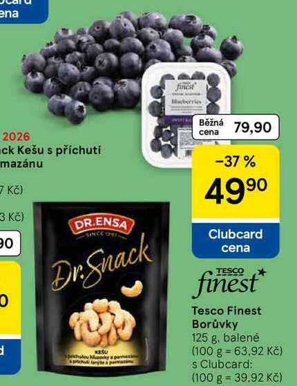 Tesco Finest Borůvky, 125 g 