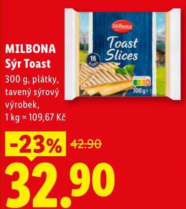 MILBONA Sýr Toast, 300 g 
