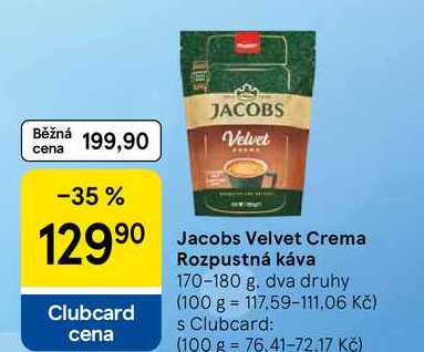 Jacobs Velvet Crema Rozpustná káva, 170-180 g