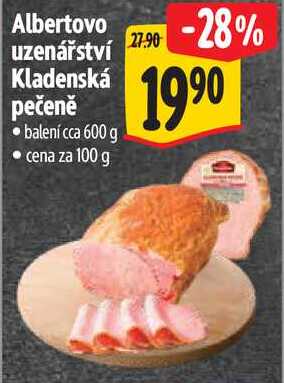 Albertovo uzenářství Kladenská pečeně, cena za 100 g