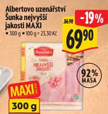 Albertovo uzenářství Šunka nejvyšší jakosti MAXI, 300 g