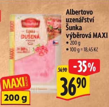 Albertovo uzenářství Šunka výběrová MAXI, 200 g