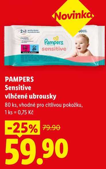 PAMPERS Sensitive vlhčené ubrousky, 80 ks