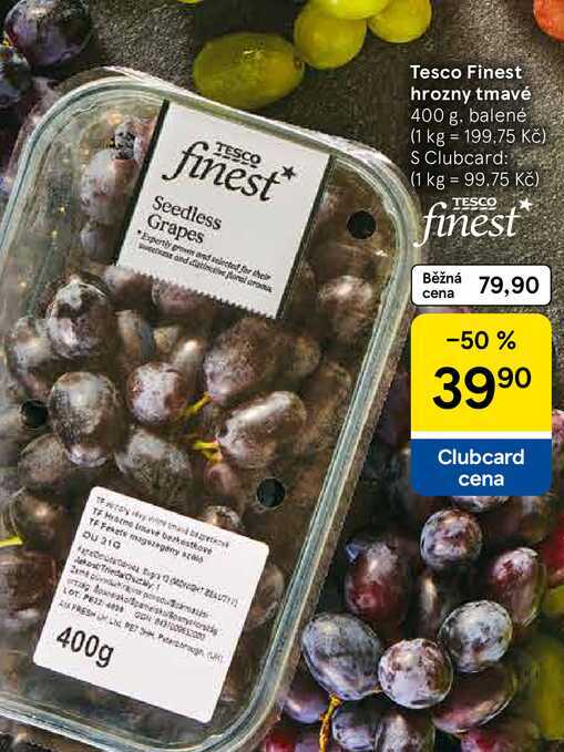 Tesco Finest hrozny tmavé, 400 g 