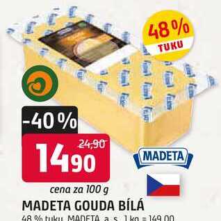MADETA GOUDA BÍLÁ 48 % tuku 100g