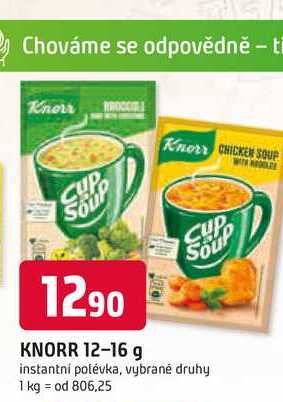 KNORR 12-16 g instantní polévka, vybrané druhy 