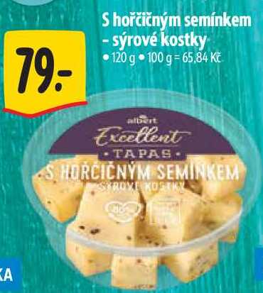S hořčičným semínkem - sýrové kostky, 120 g