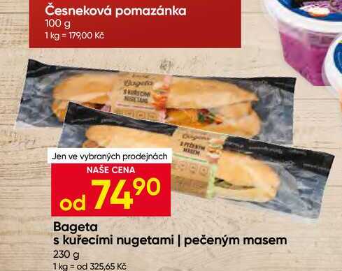 Bageta s kuřecími nugetami, pečeným masem 230 g 