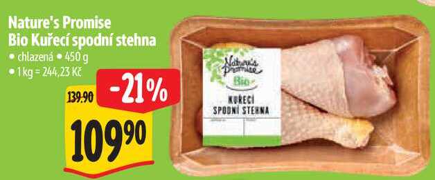 Nature's Promise Bio Kuřecí spodní stehna, 450 g