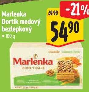 Marlenka Dortík medový bezlepkový, 100 g