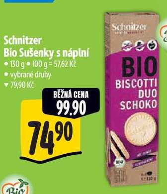 Schnitzer Bio Sušenky s náplní, 130 g