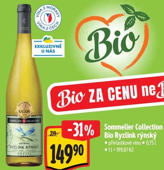Sommelier Collection Bio Ryzlink rýnský, 0,75 l