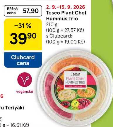 Tesco Plant Chef Hummus Trio, 210 g