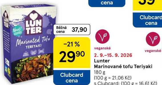 Lunter Marinované tofu Teriyaki, 180 g