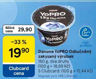 Danone YoPRO Odtučněný zakysaný výrobek, 160 g, dva druhy